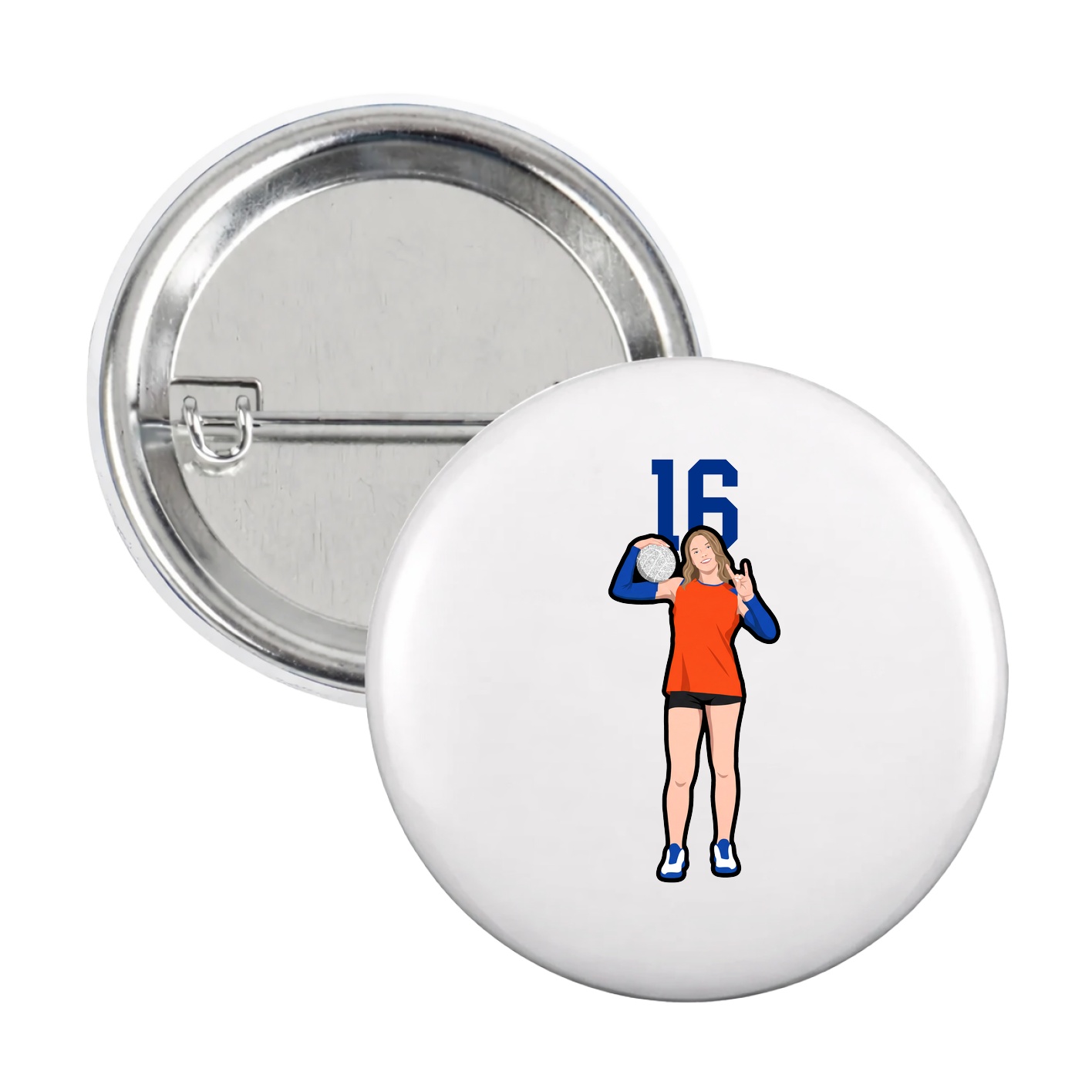 Game Day Button — Number Top in White