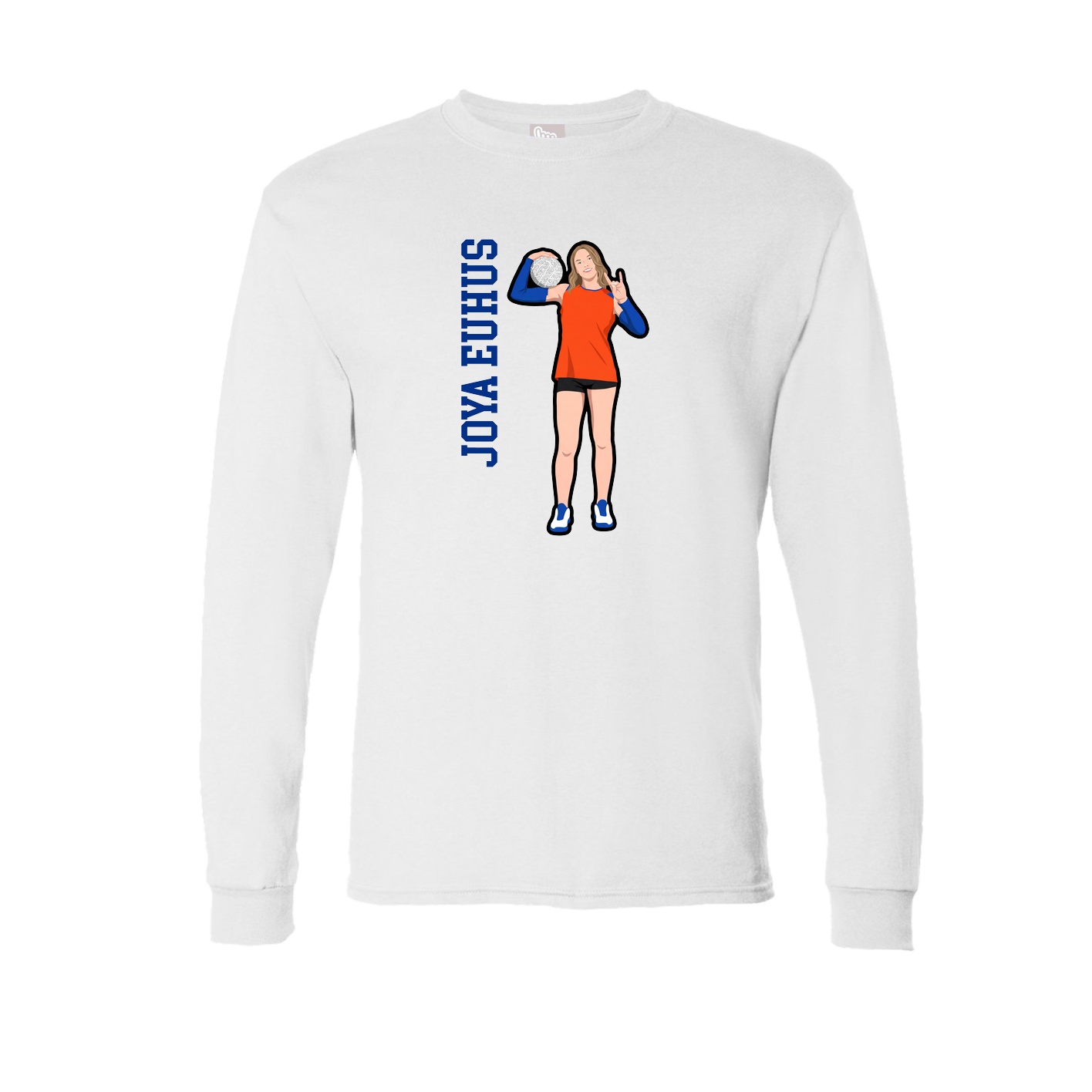 Long Sleeve Tee — Name Vertical in White