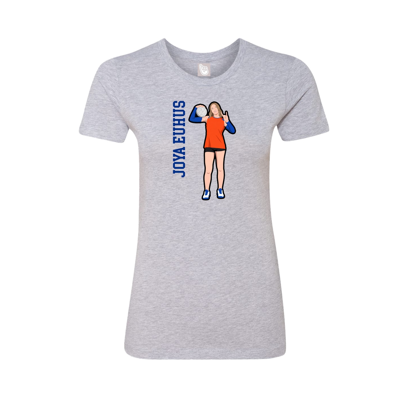 Fitted Women's Tee — Name Vertical in Grey