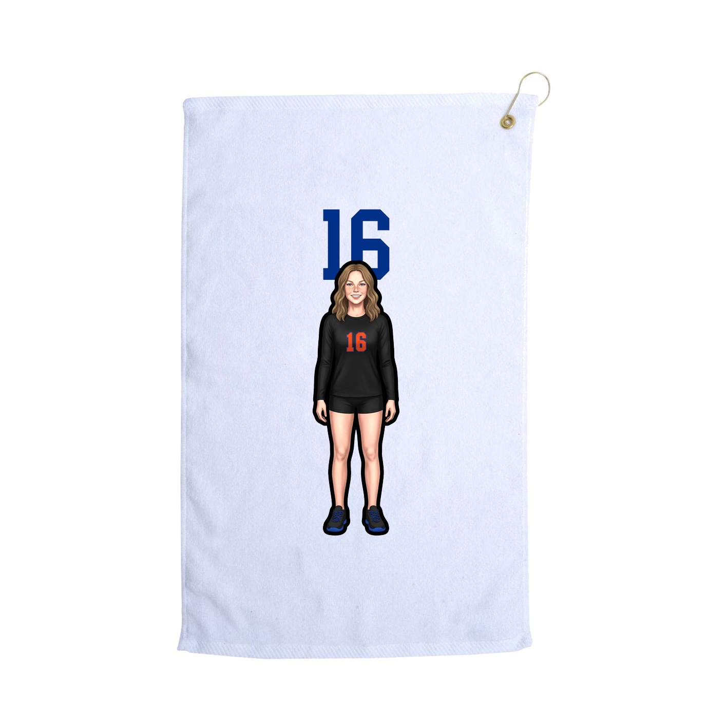 Golf Towel — Number Top in White