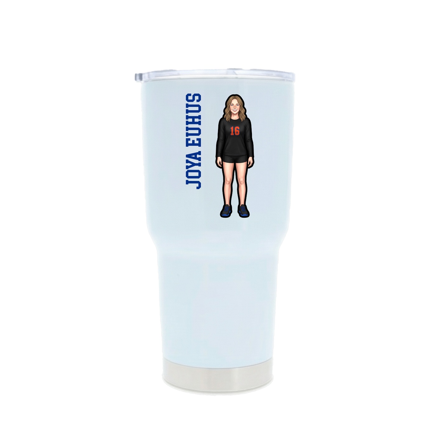 30oz Stainless Steel Tumbler — Name Vertical in White