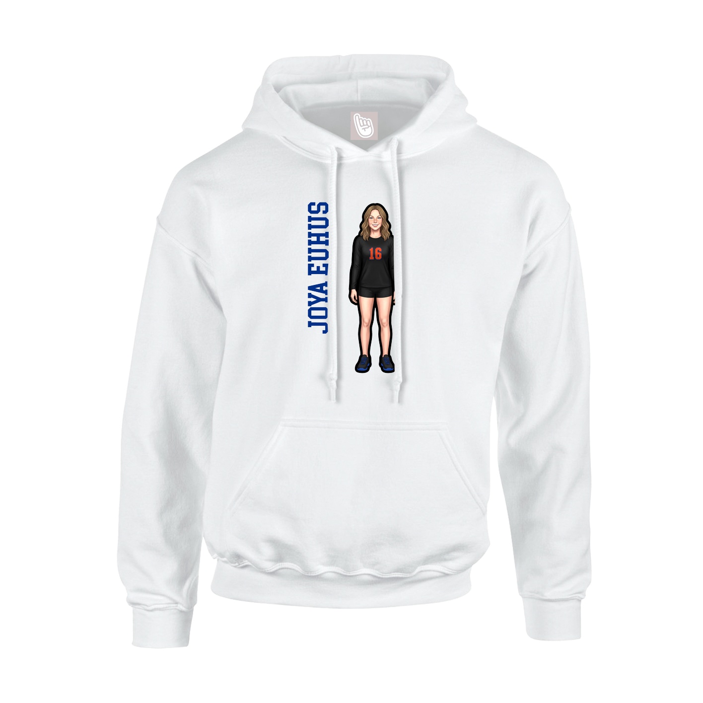 Youth Hoodie — Name Vertical in White
