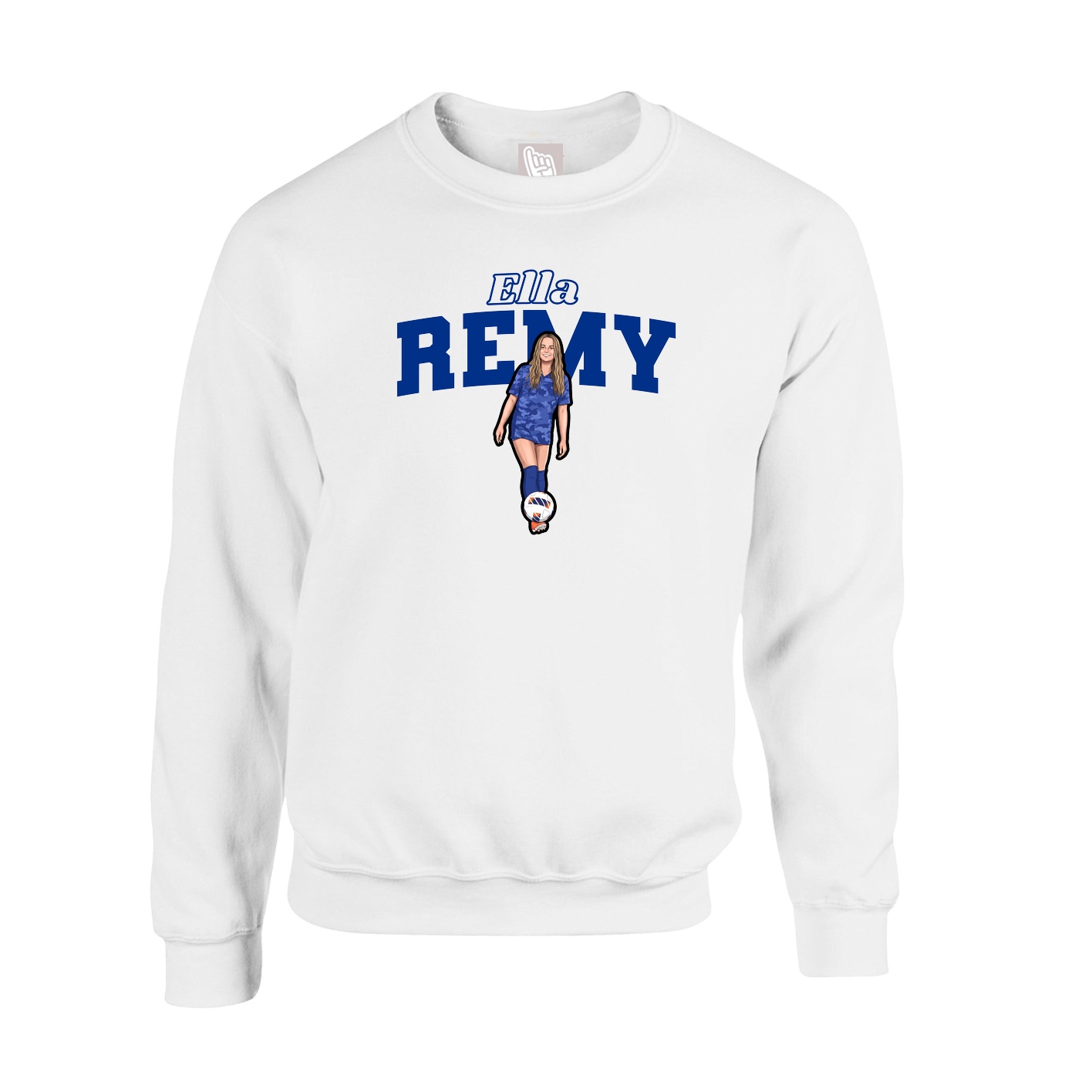 Fleece Crew — Name Arch in White
