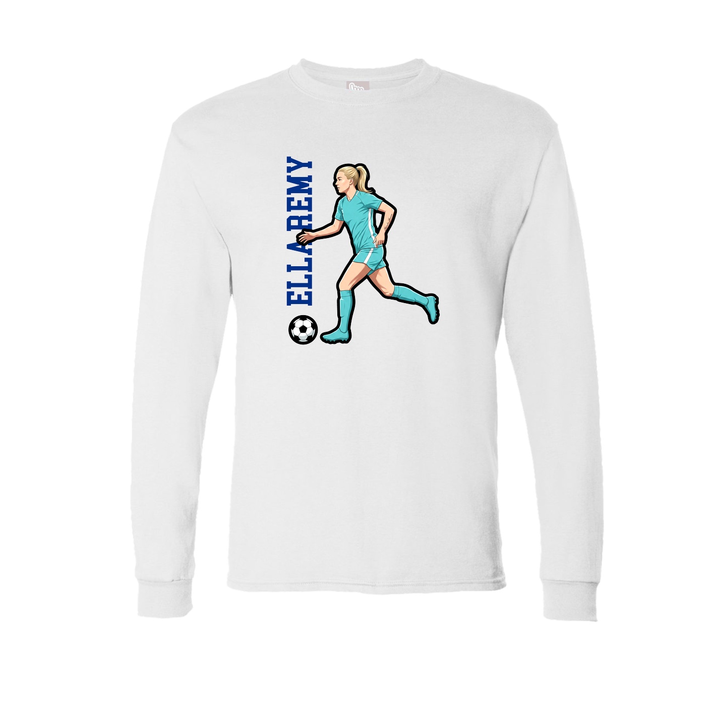 Long Sleeve Tee — Name Vertical in White