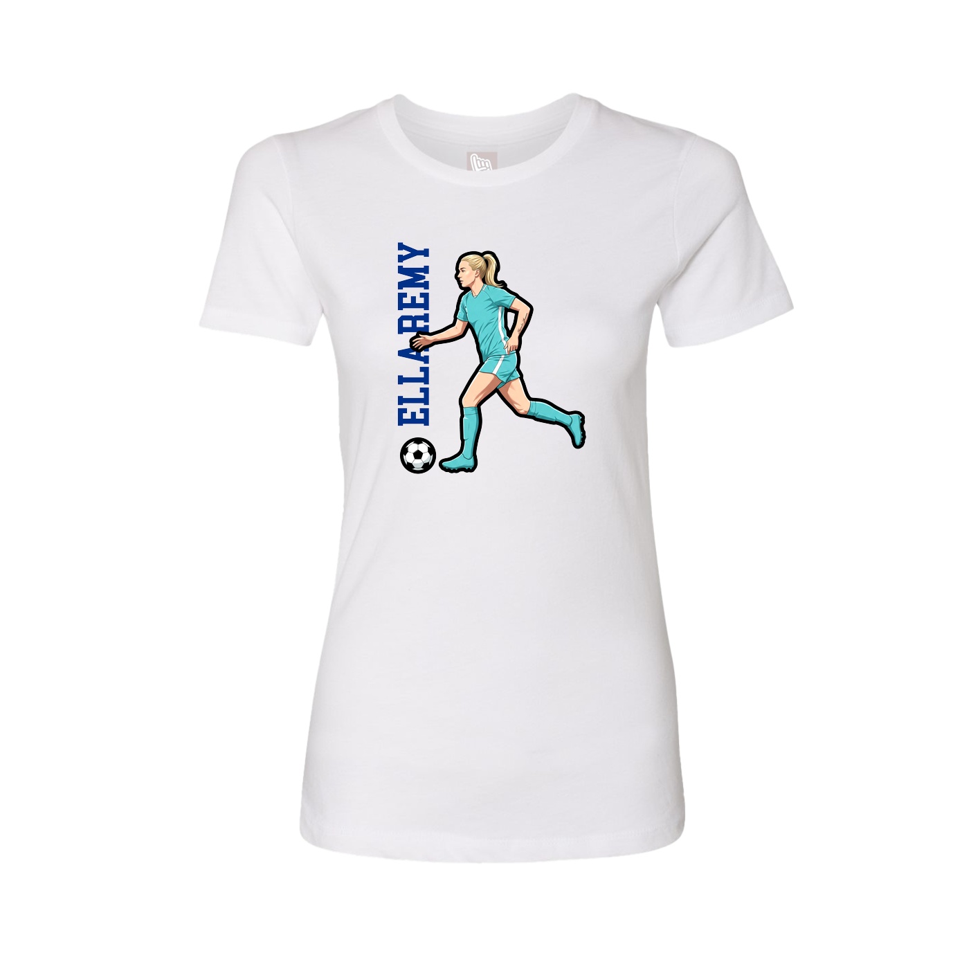 Womens Tee — Name Vertical in White