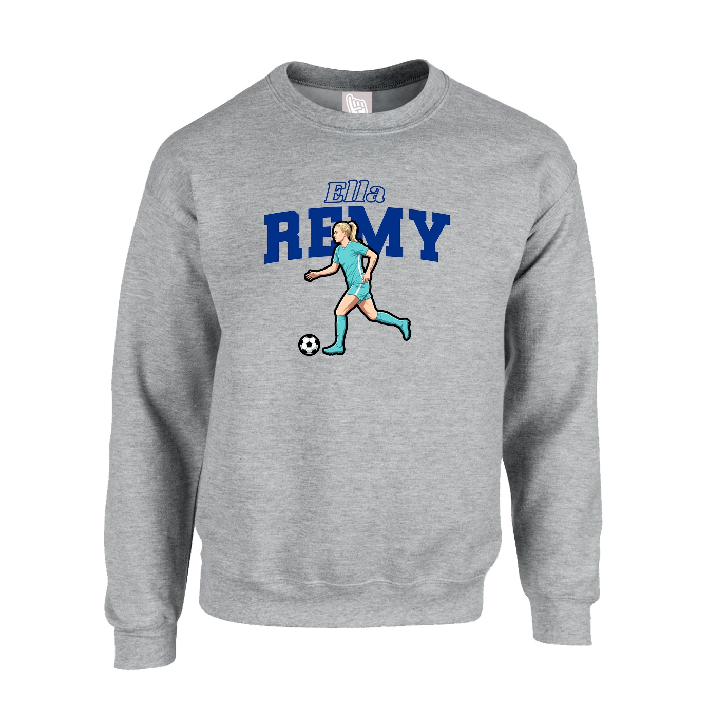 Fleece Crew — Name Arch in Grey