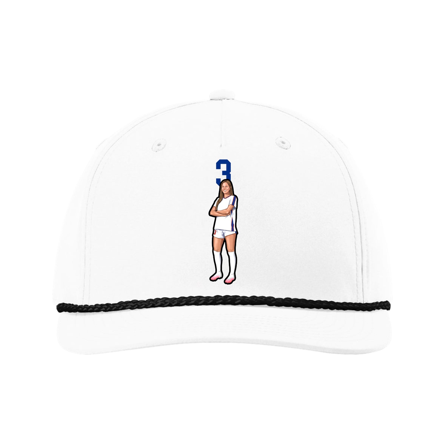 Five-Panel Classic Rope Cap — Number Top in White