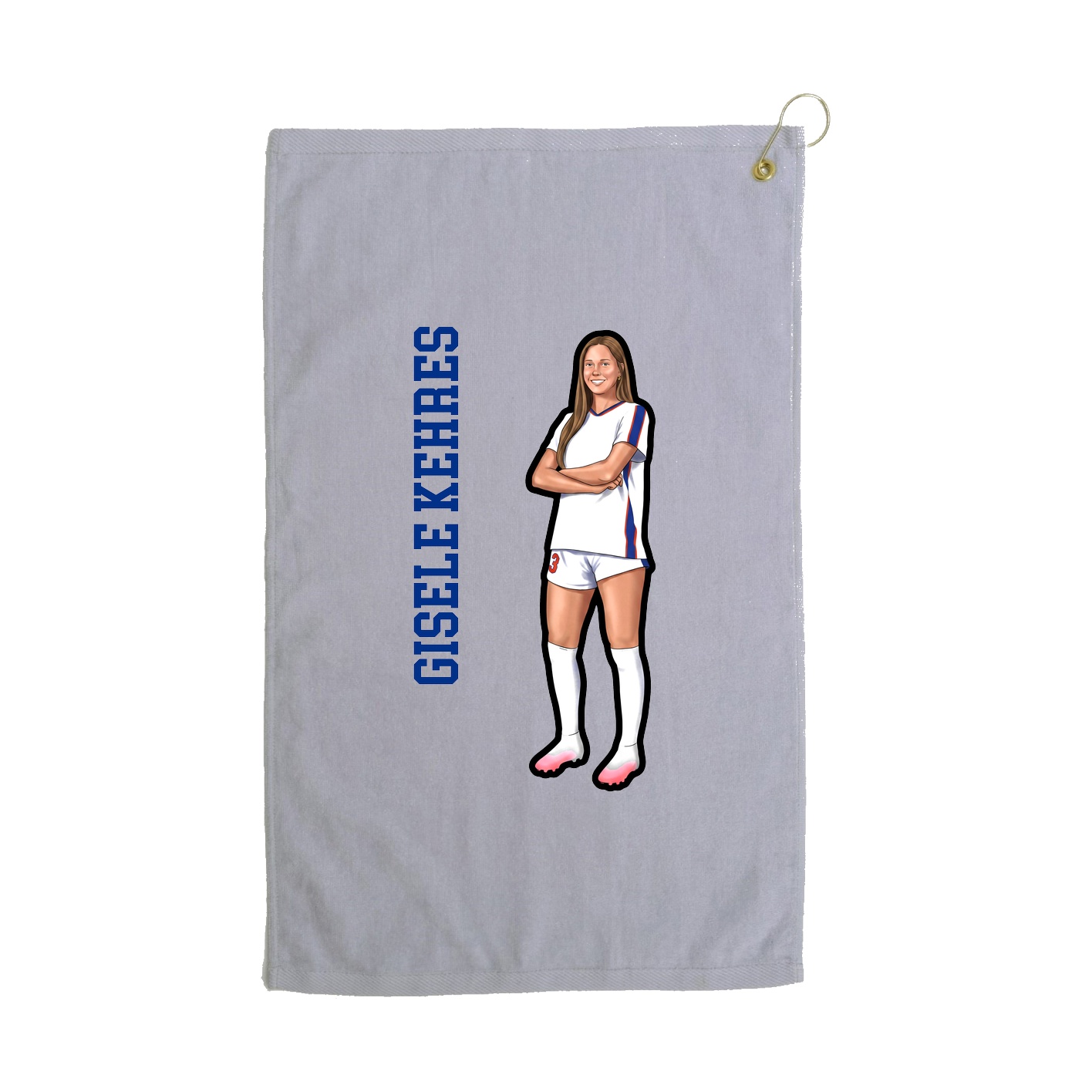 Golf Towel — Name Vertical in Grey
