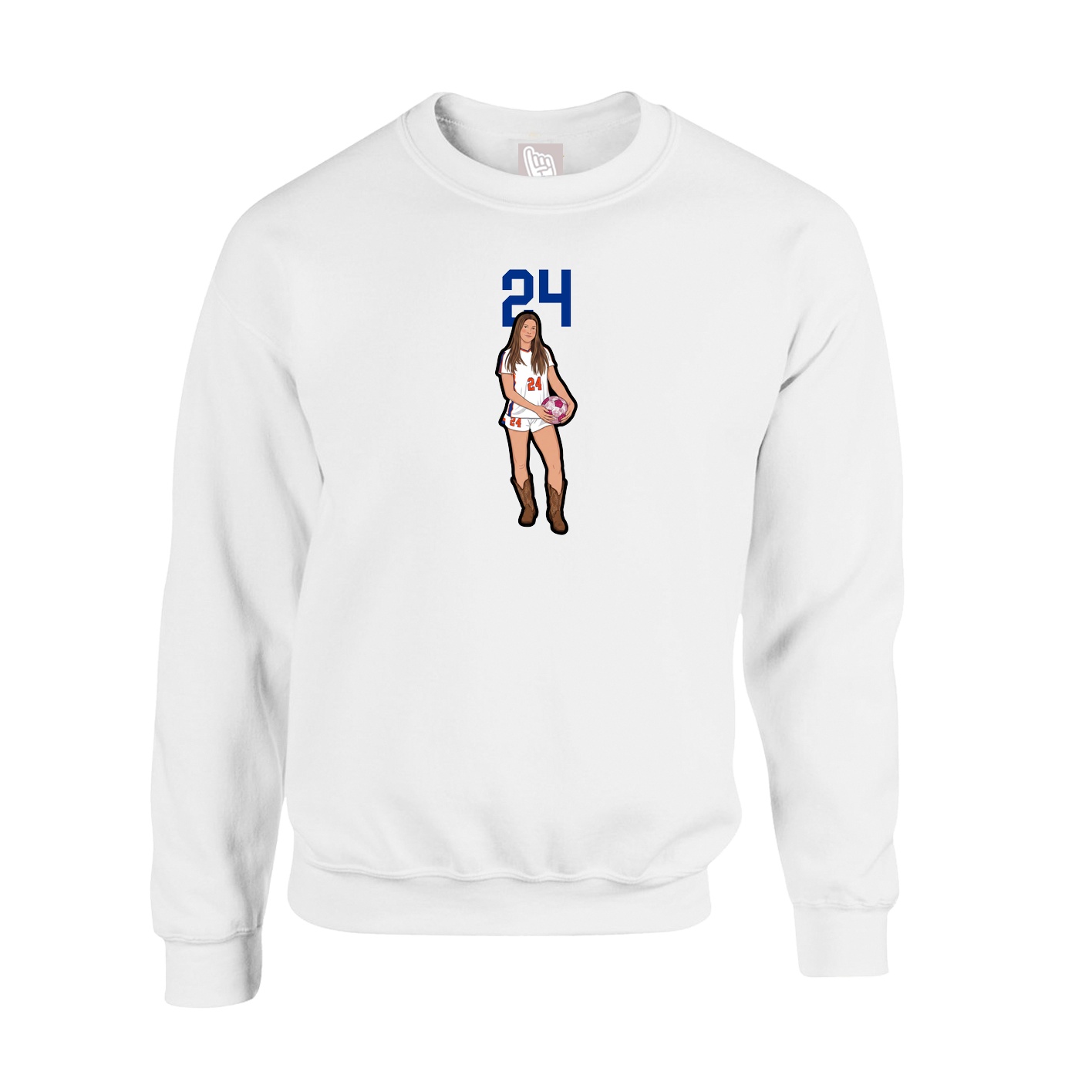 Fleece Crew — Number Top in White