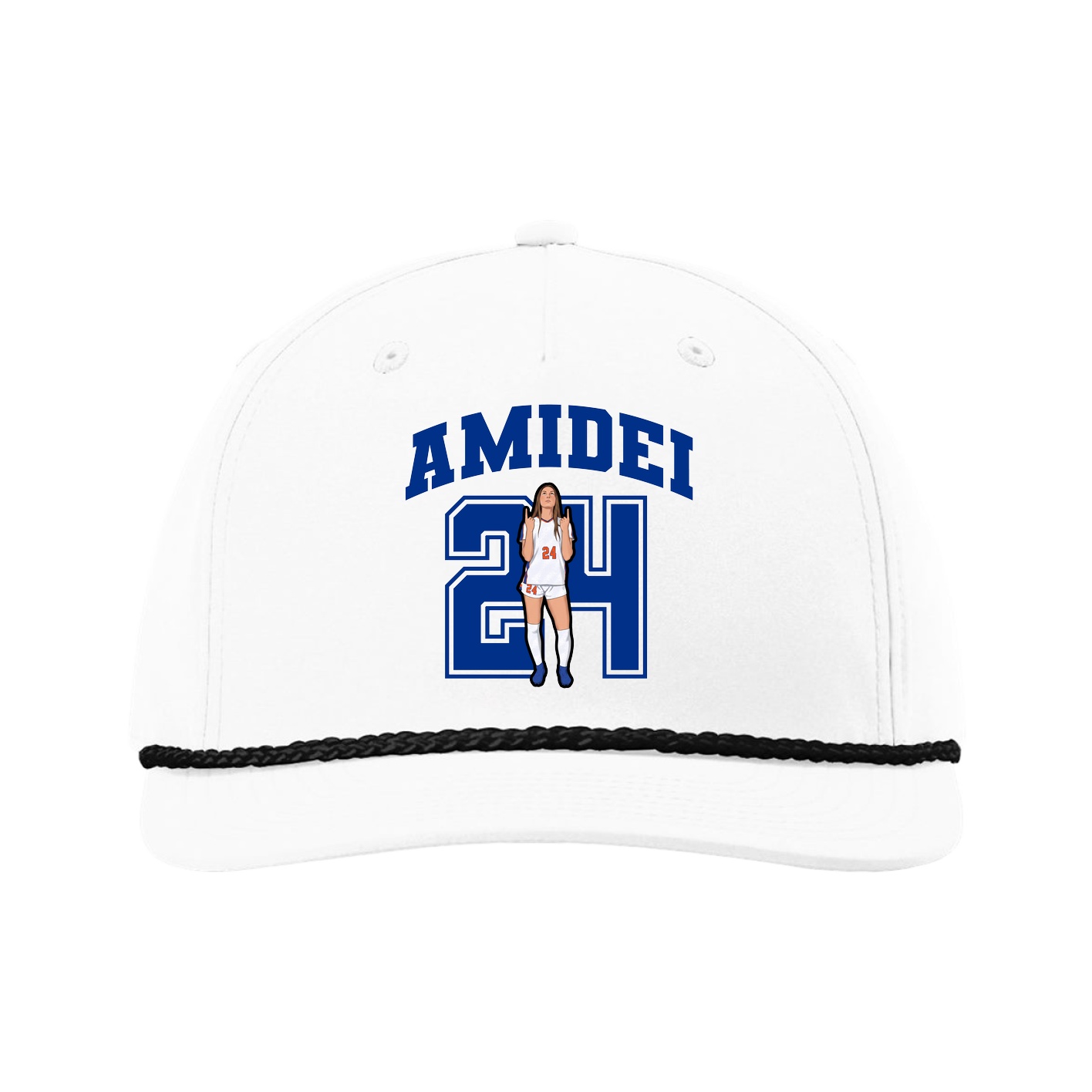 Five-Panel Classic Rope Cap — Number in White