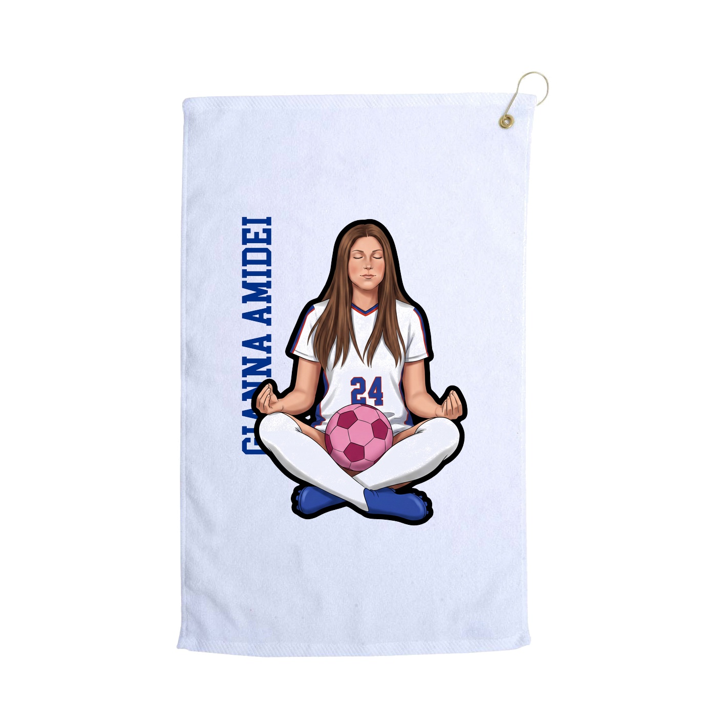 Golf Towel — Name Vertical in White