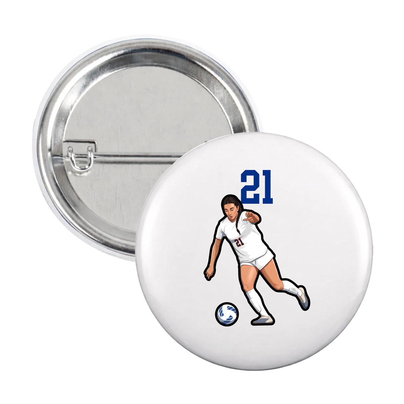 Game Day Button — Number Top in White