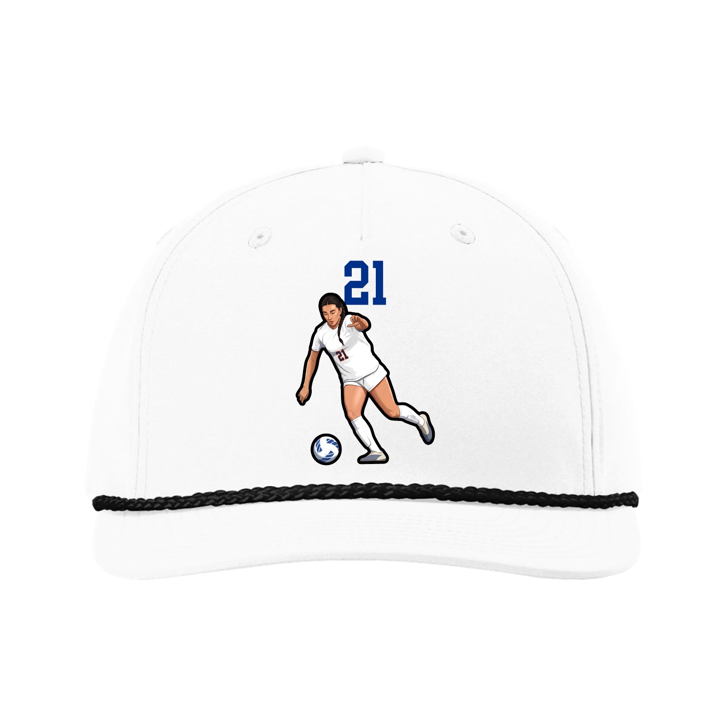 Five-Panel Classic Rope Cap — Number Top in White