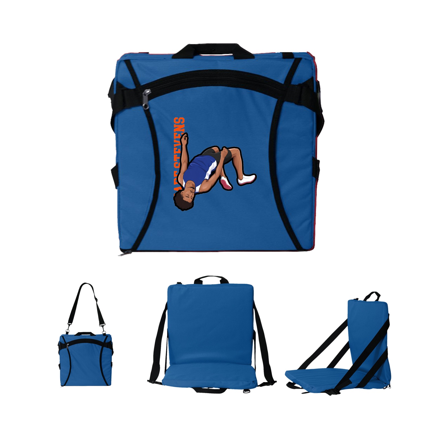 Folding Stadium Seat — Name Vertical in Royal