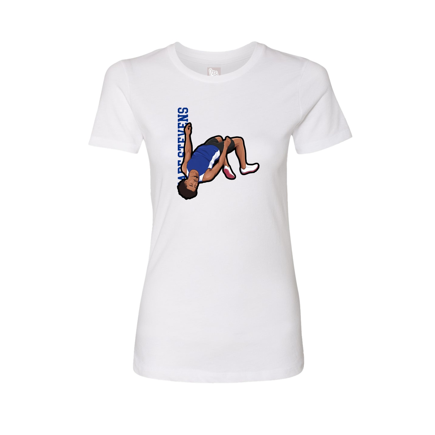 Fitted Women's Tee — Name Vertical in White