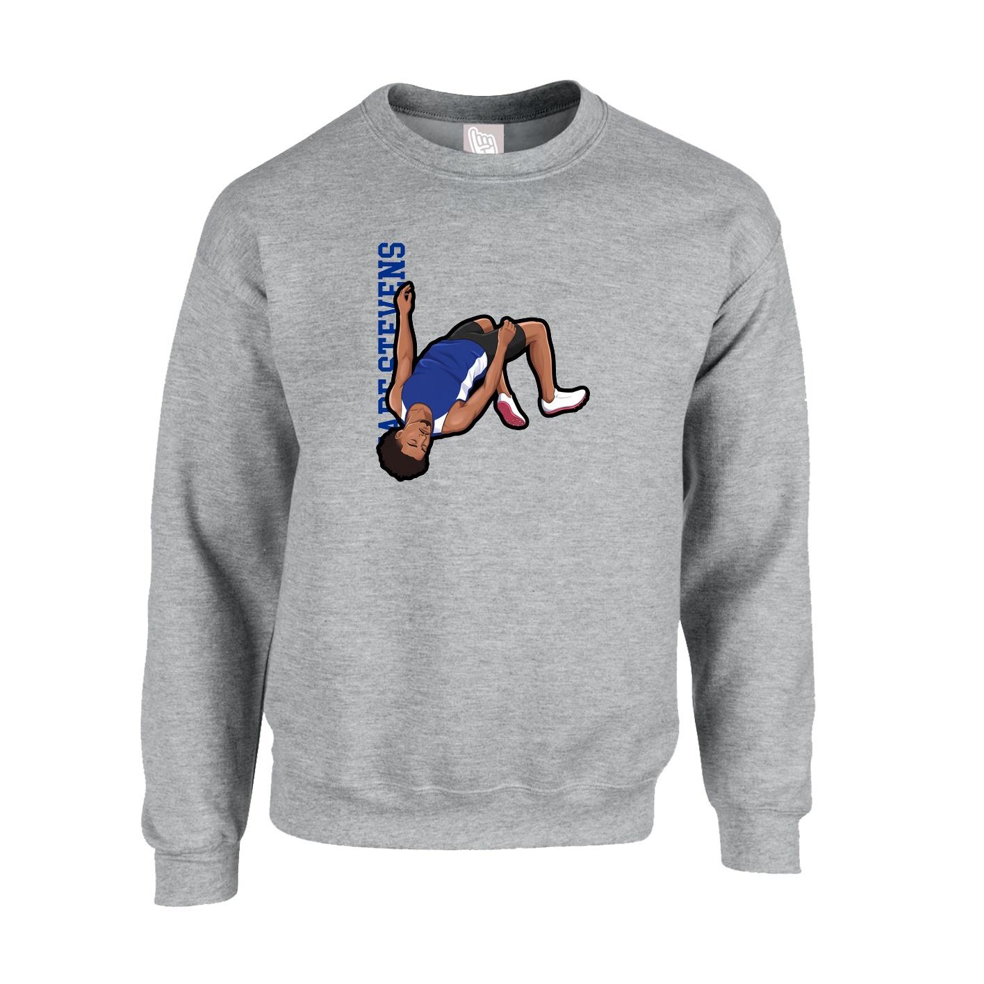 Fleece Crew — Name Vertical in Grey