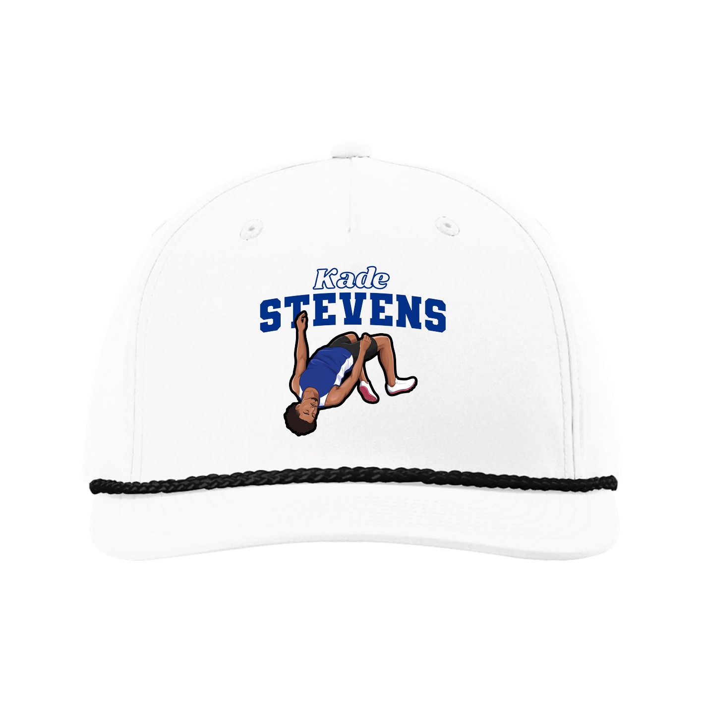 Five-Panel Classic Rope Cap — Name Arch in White