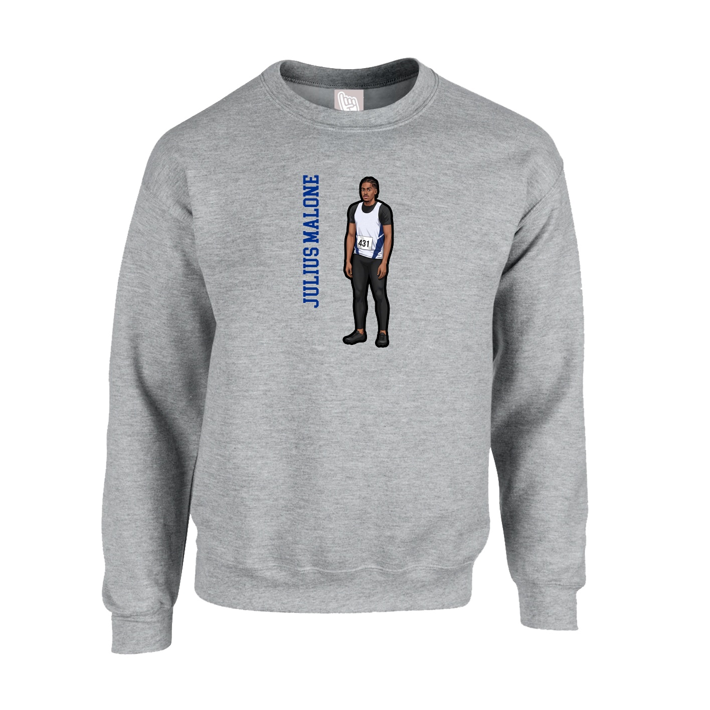 Fleece Crew — Name Vertical in Grey