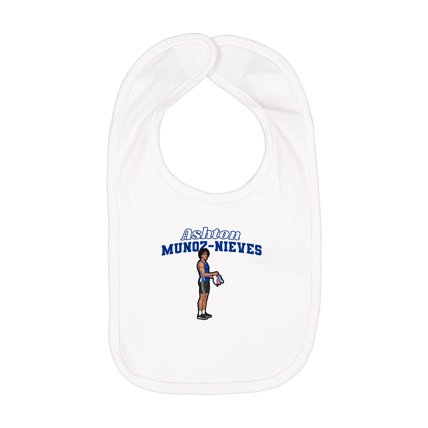 Infant Bib — Name Arch in White