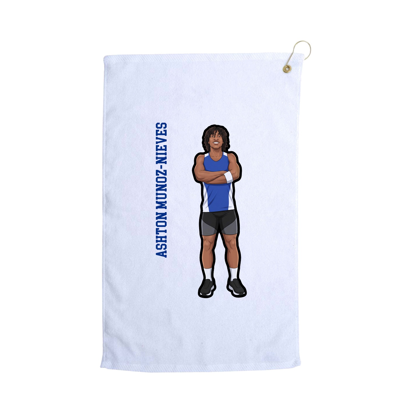 Golf Towel — Name Vertical in White