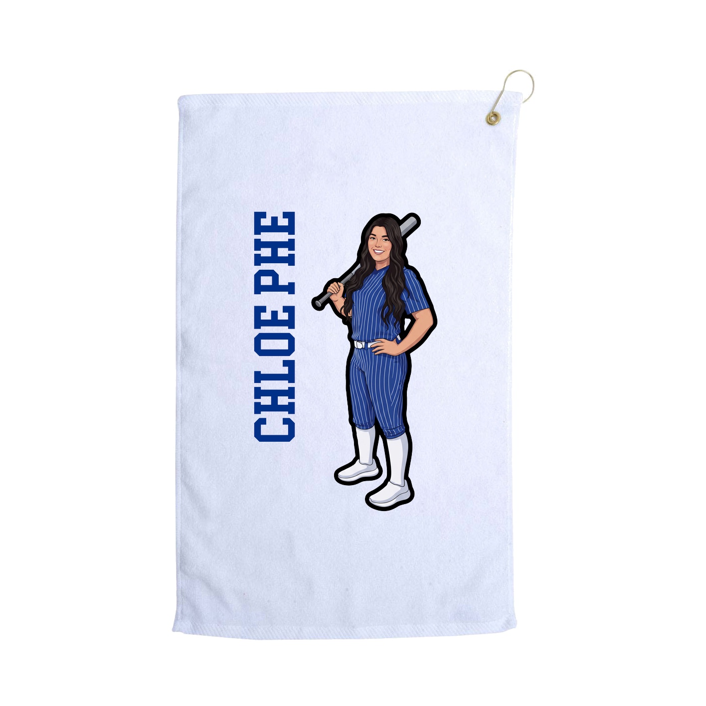 Golf Towel — Name Vertical in White