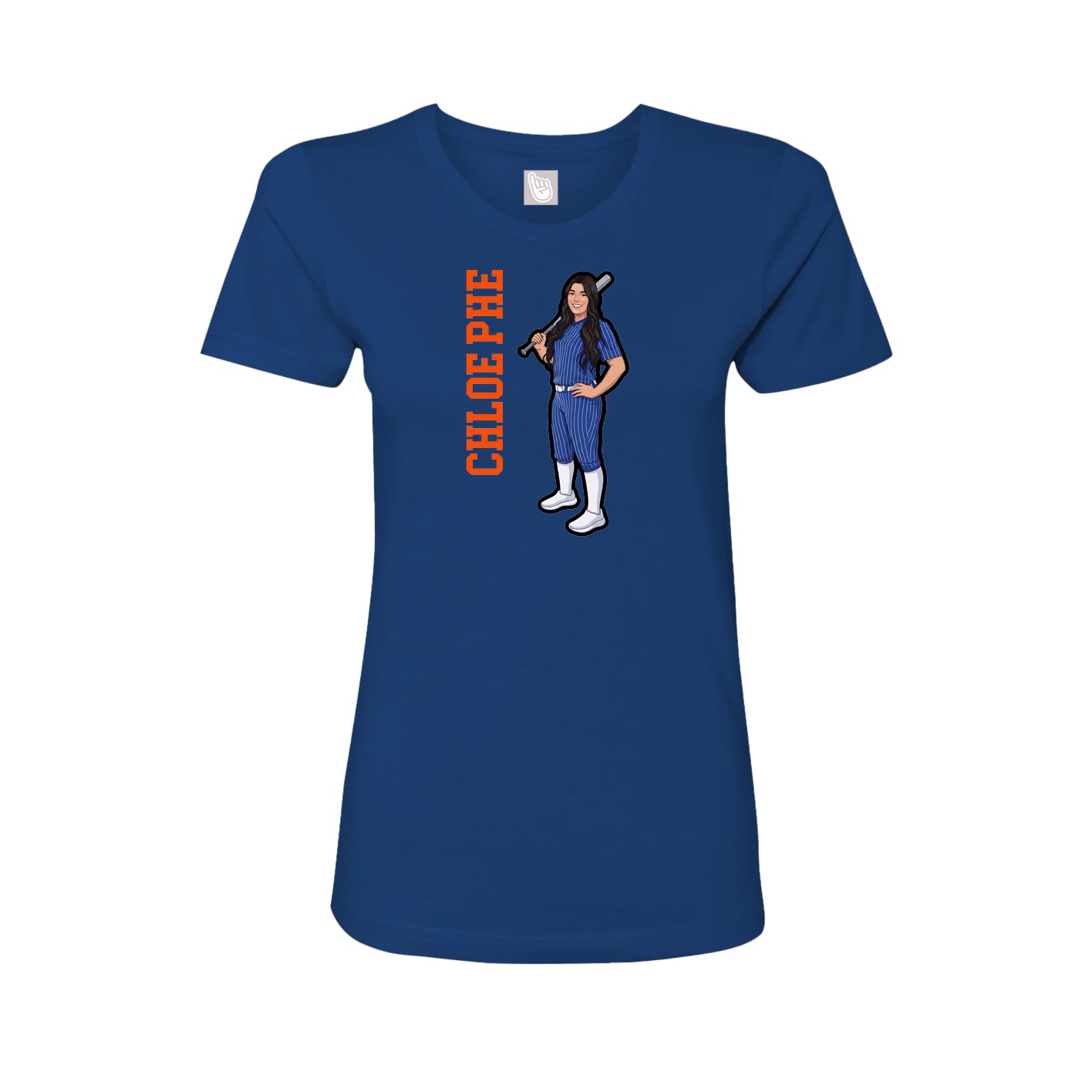 Fitted Women's Tee — Name Vertical in Royal