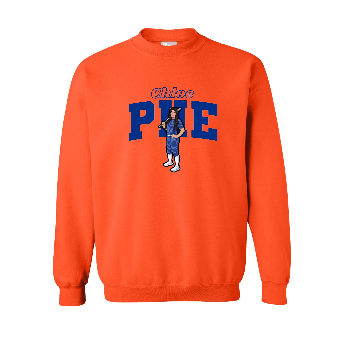 Fleece Crew — Name Arch in Orange