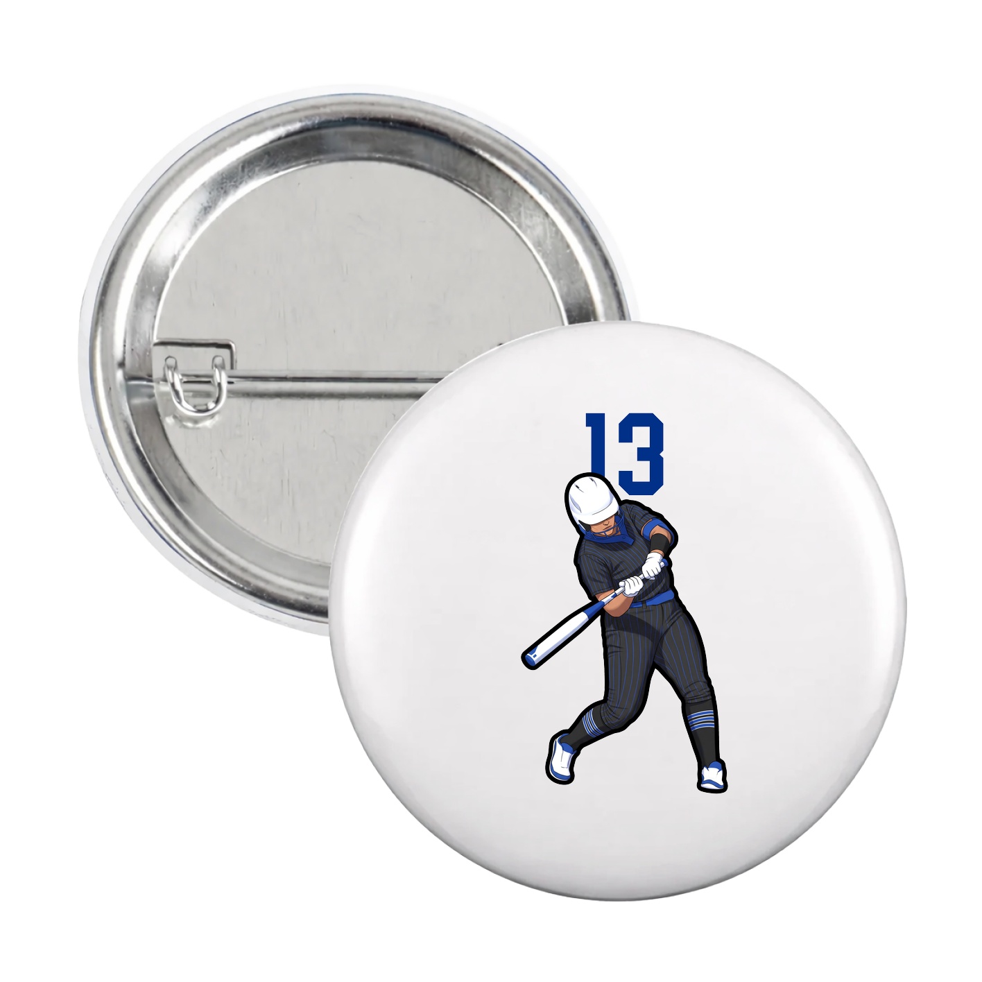 Game Day Button — Number Top in White