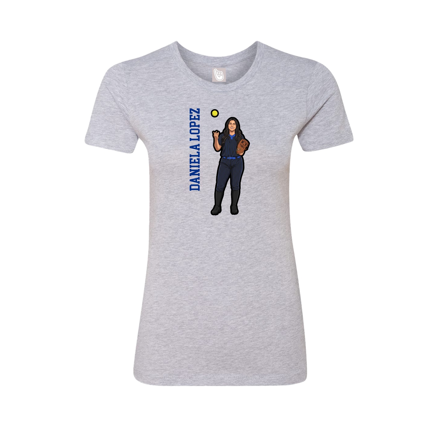 Fitted Women's Tee — Name Vertical in Grey