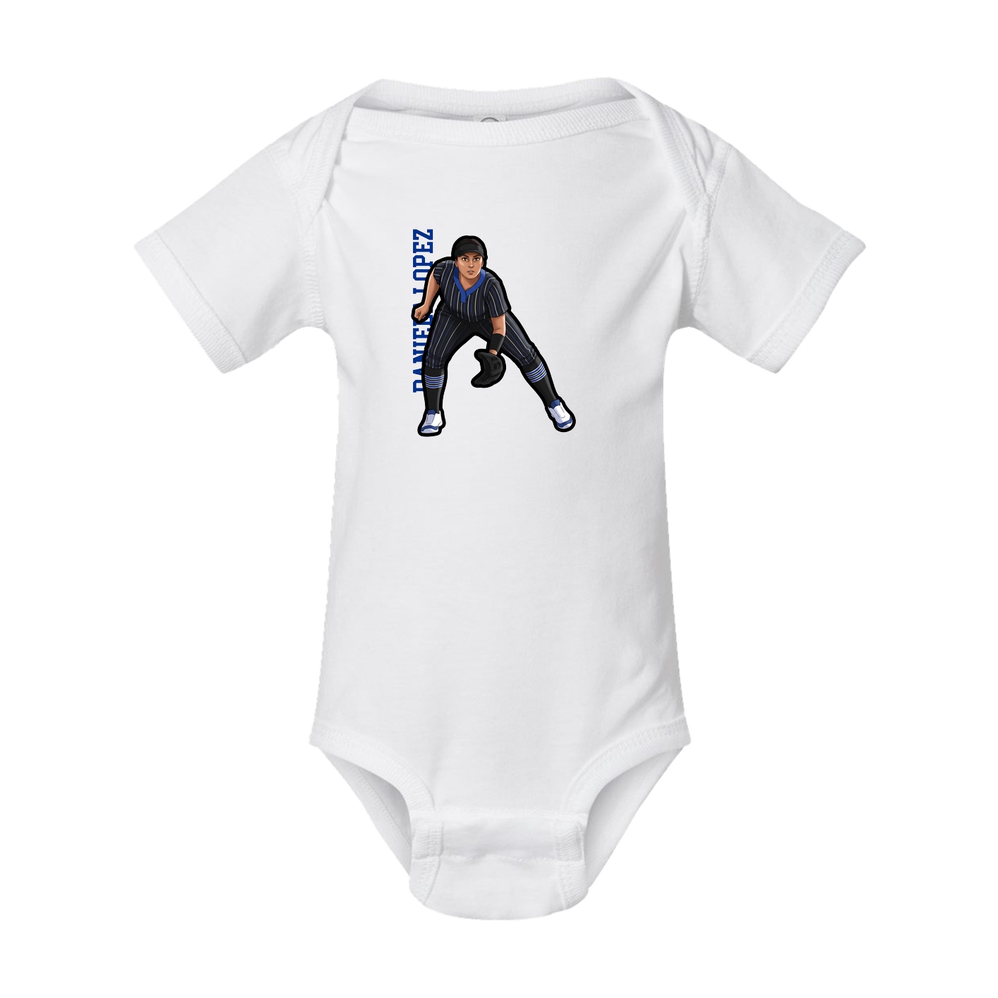 Baby Onesie — Name Vertical in White