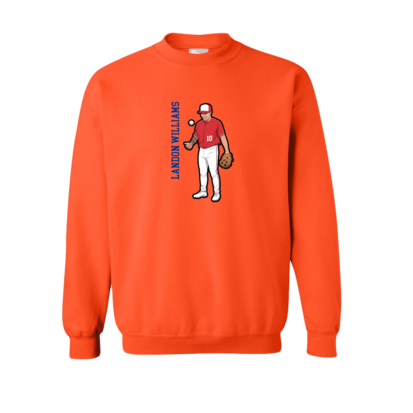Fleece Crew — Name Vertical in Orange