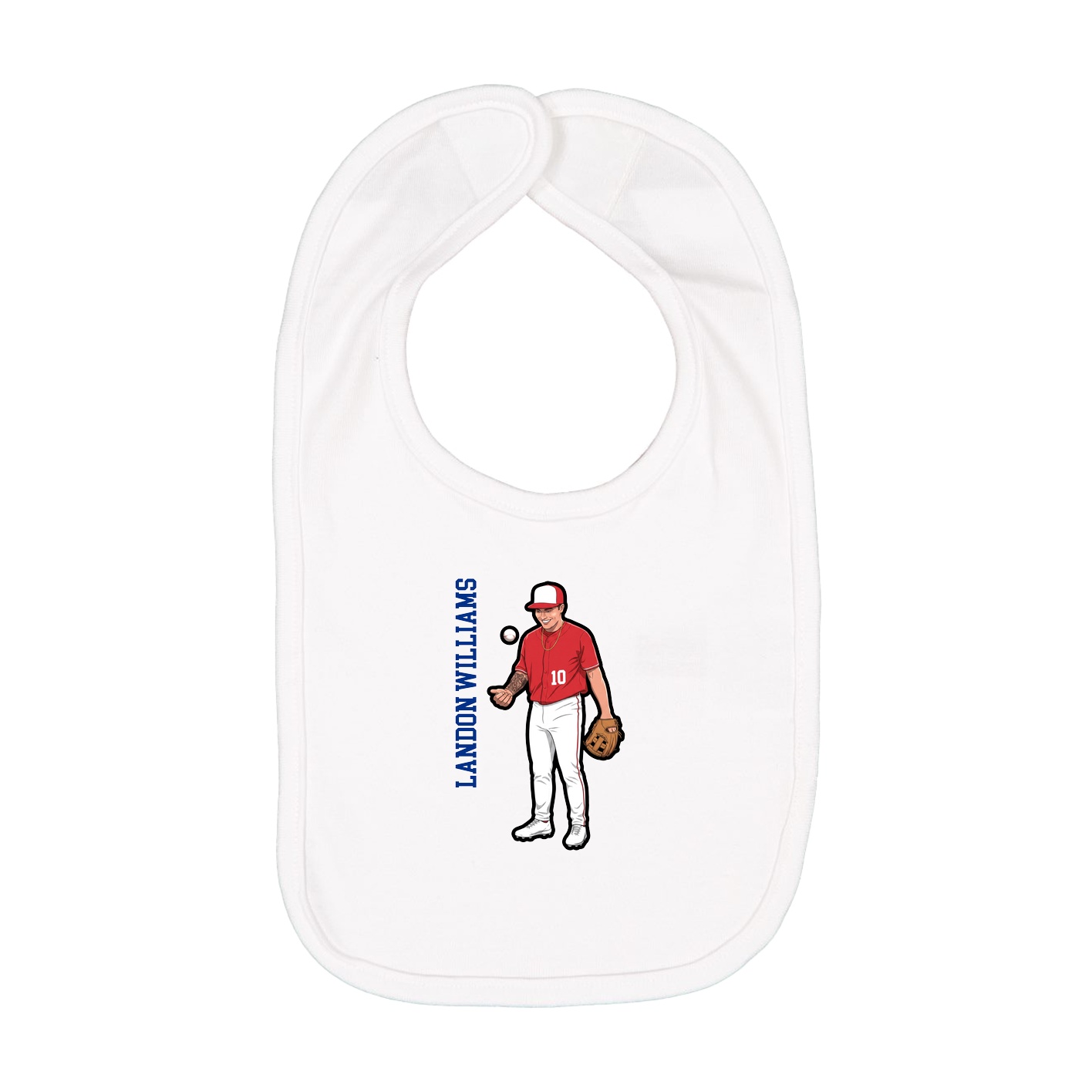 Infant Bib — Name Vertical in White