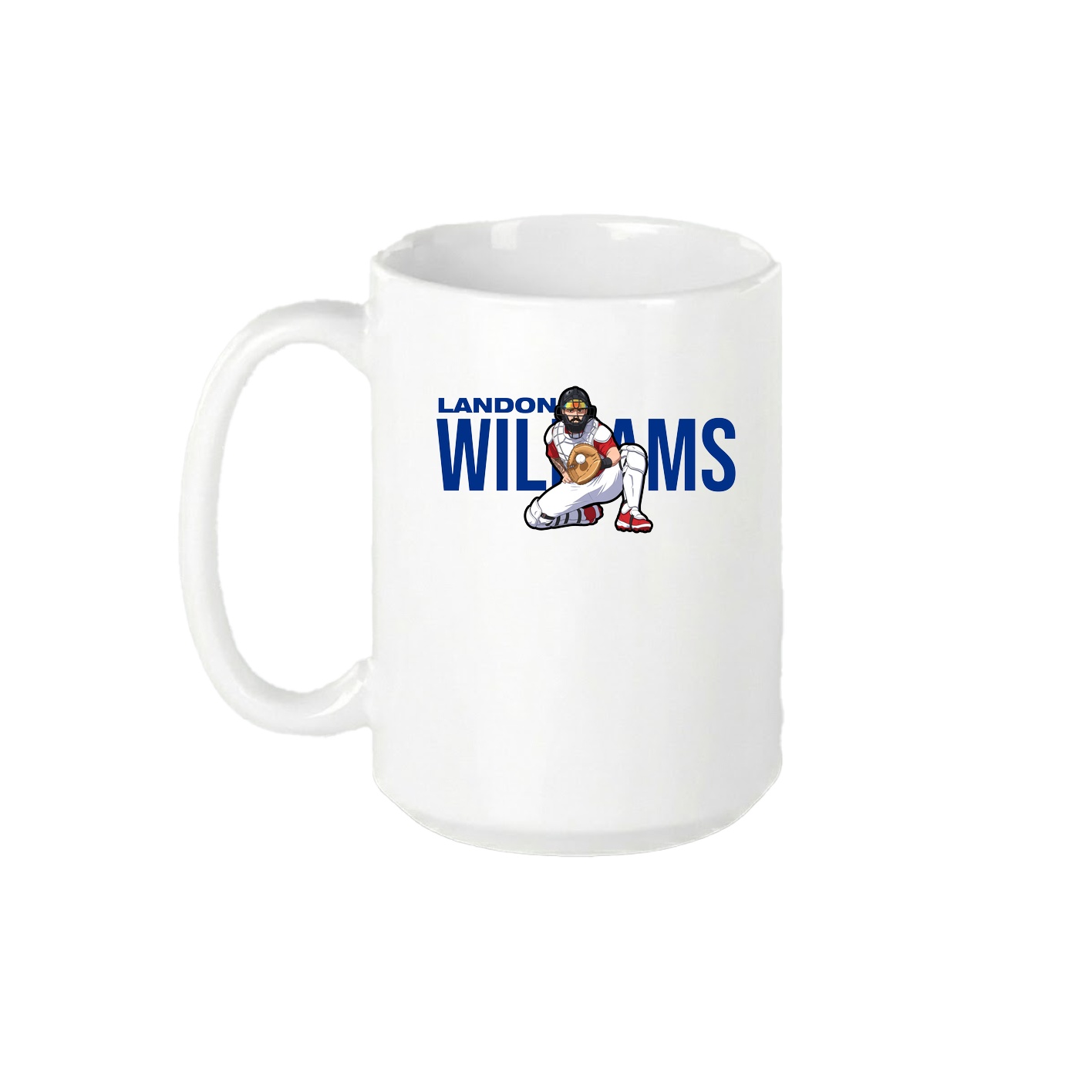 15oz Coffee Mug — Player Name in White