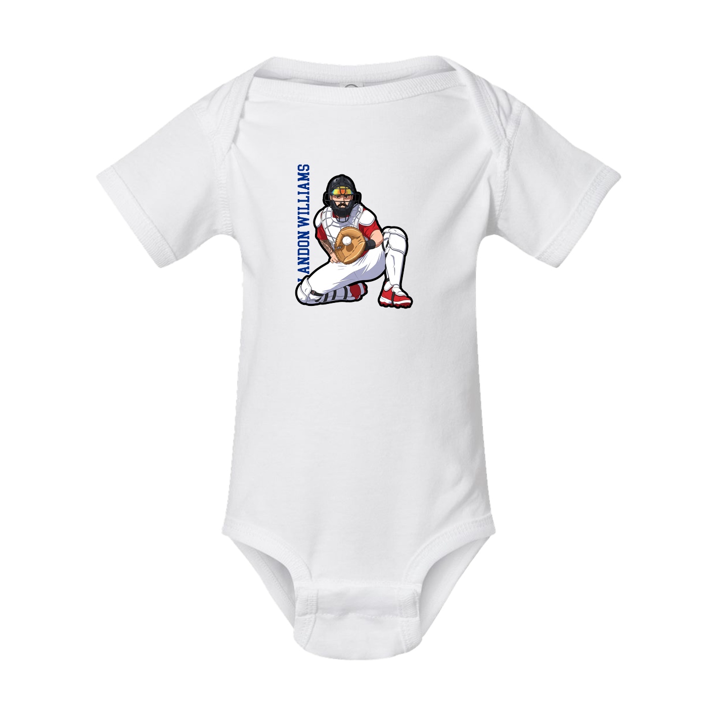 Baby Onesie — Name Vertical in White