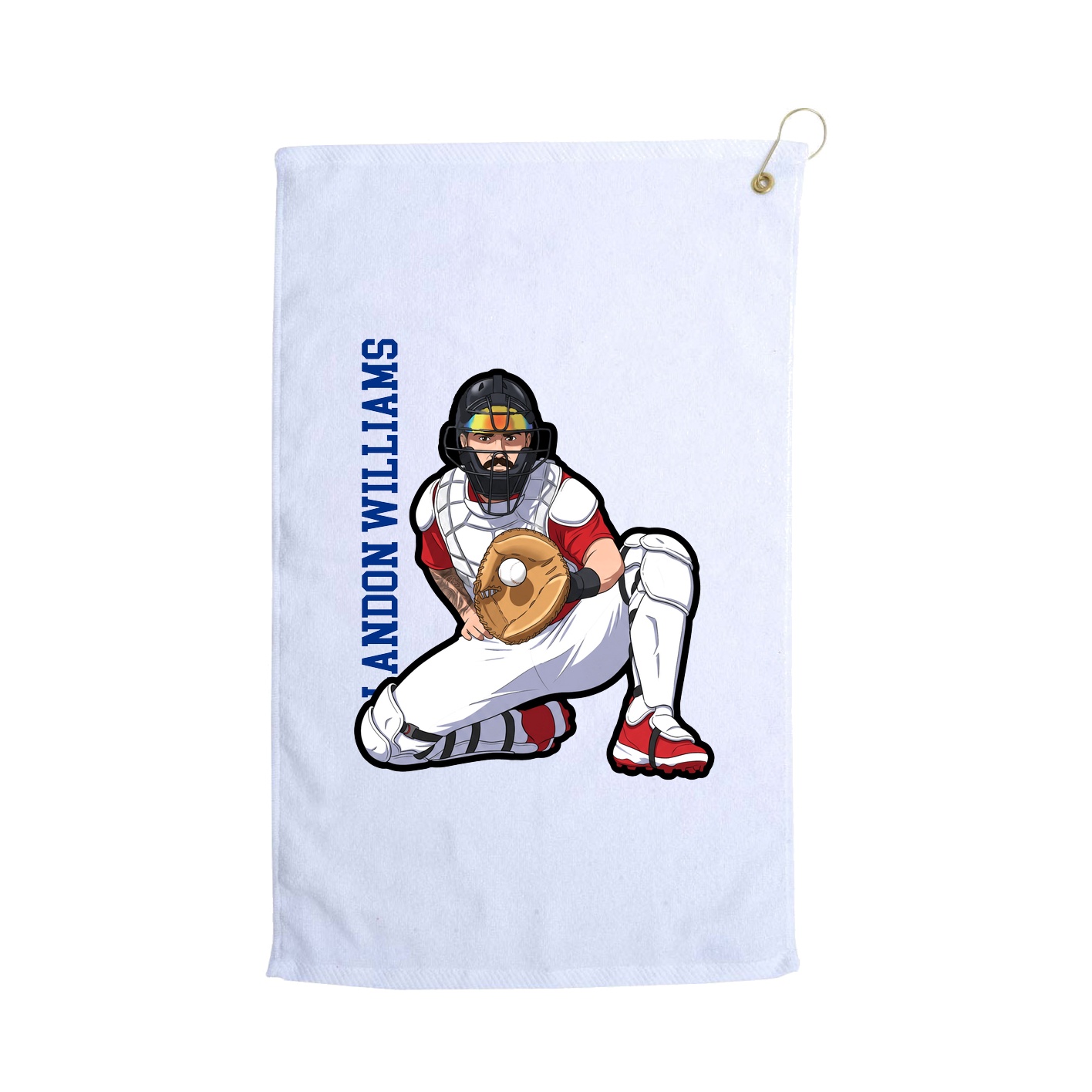 Golf Towel — Name Vertical in White