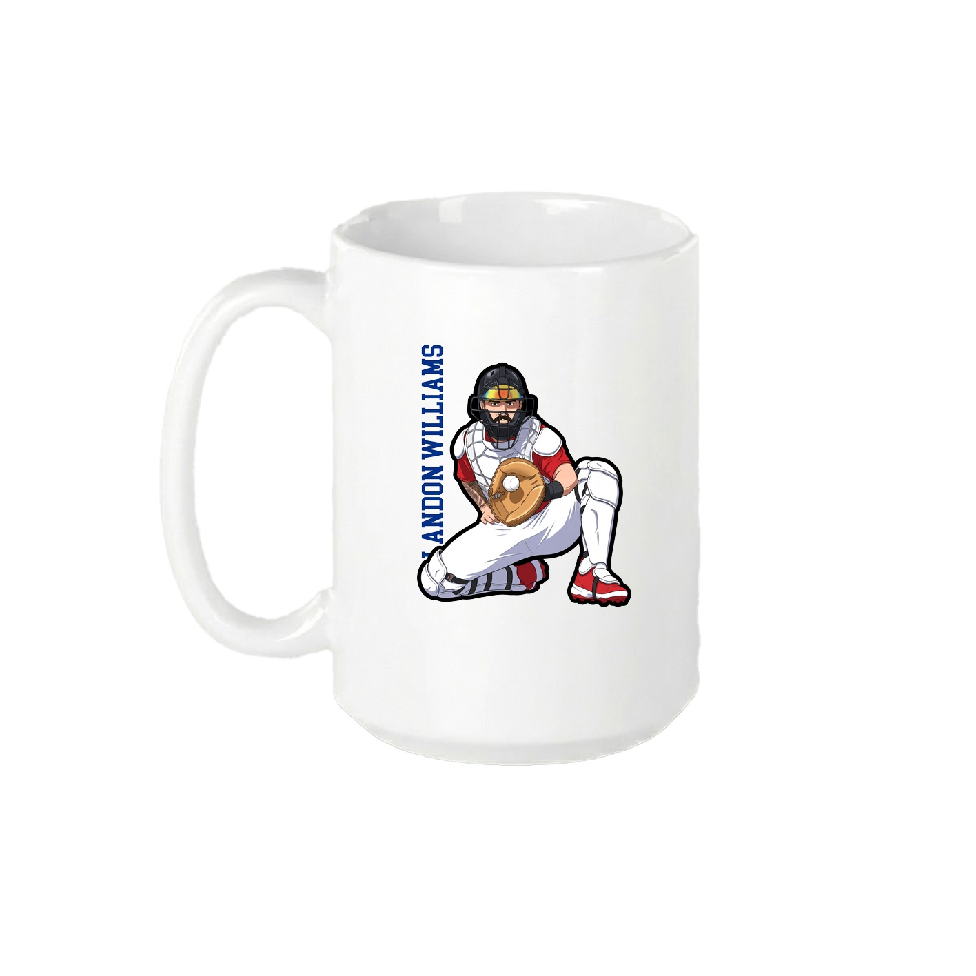 15oz Coffee Mug — Name Vertical in White