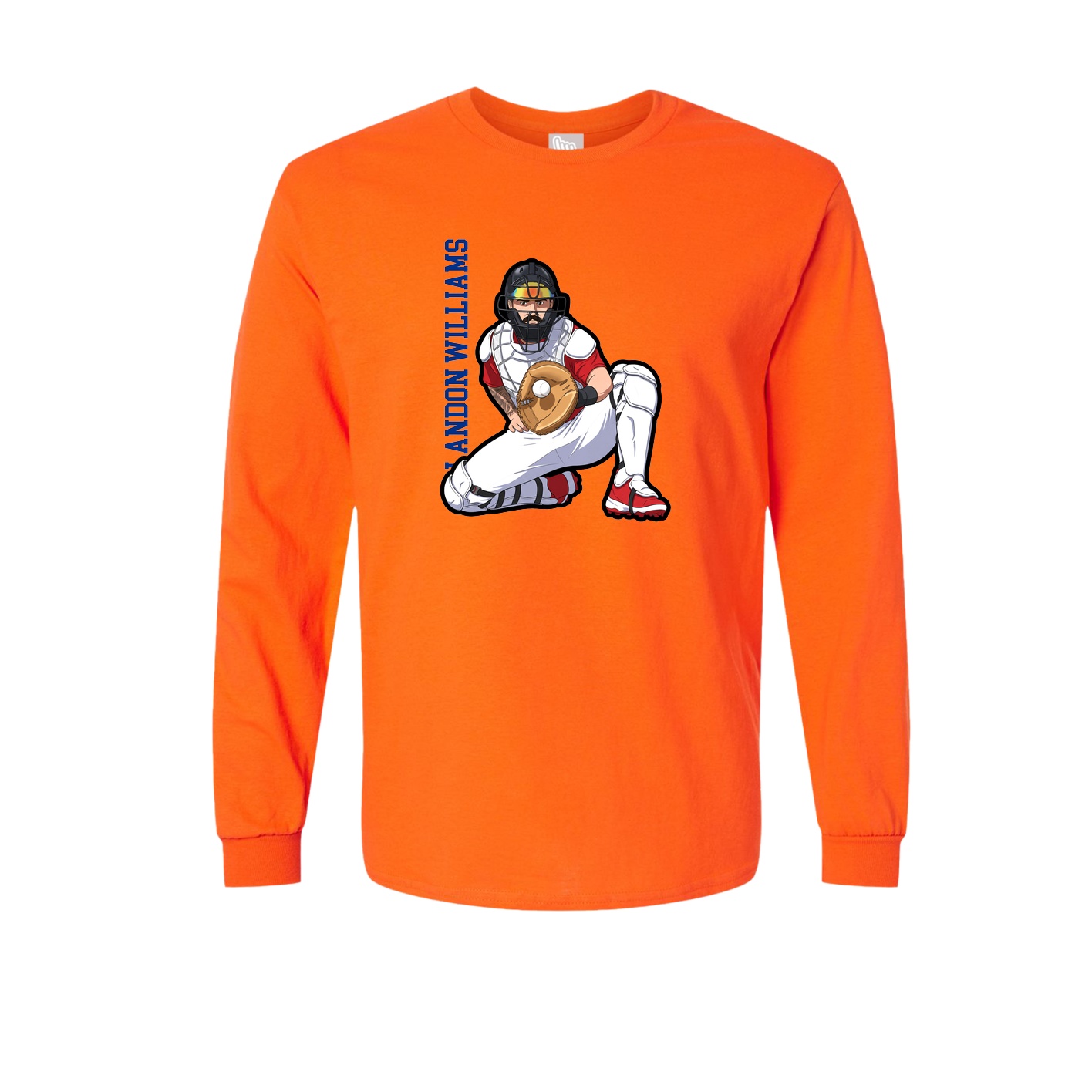 Long Sleeve Tee — Name Vertical in Orange