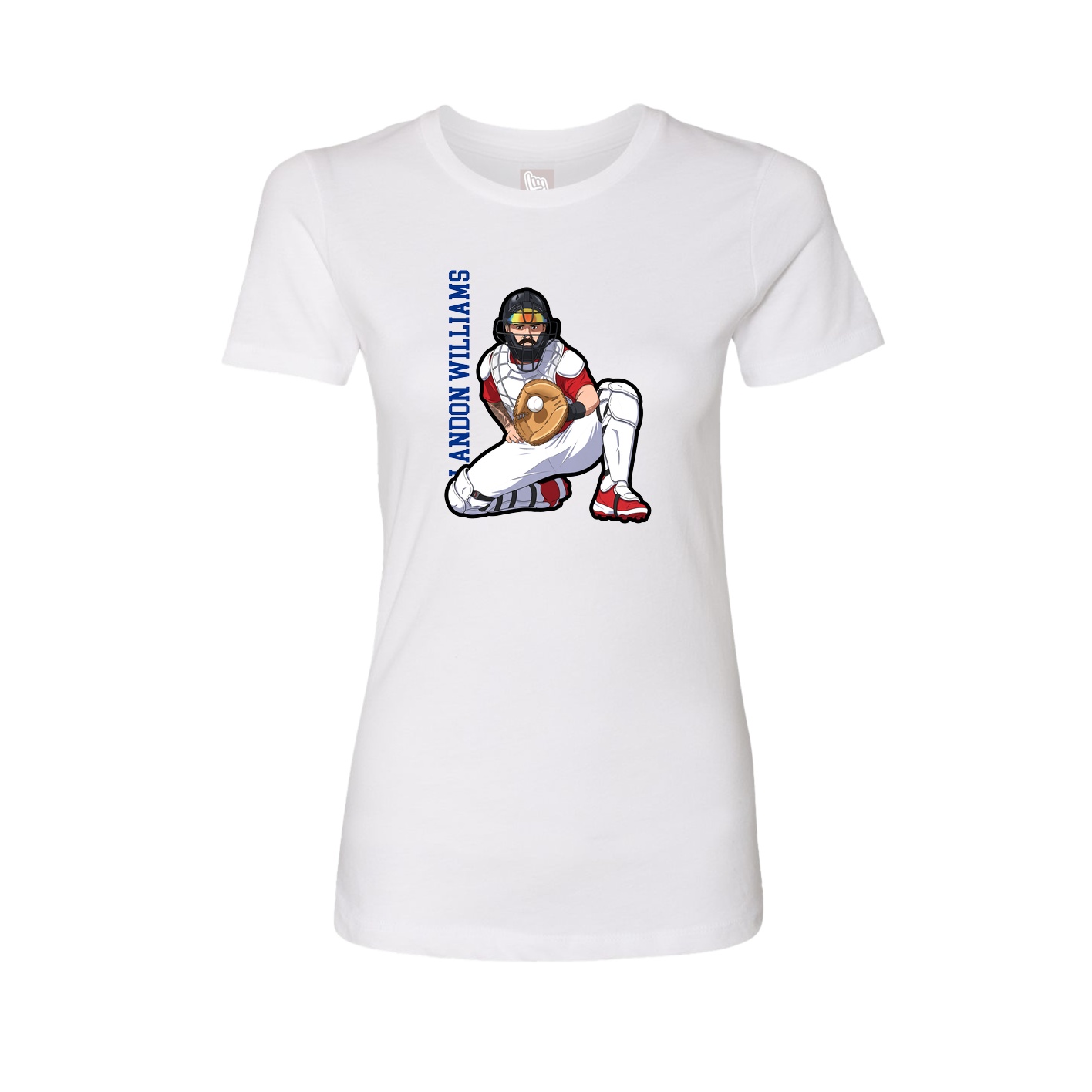 Fitted Women's Tee — Name Vertical in White