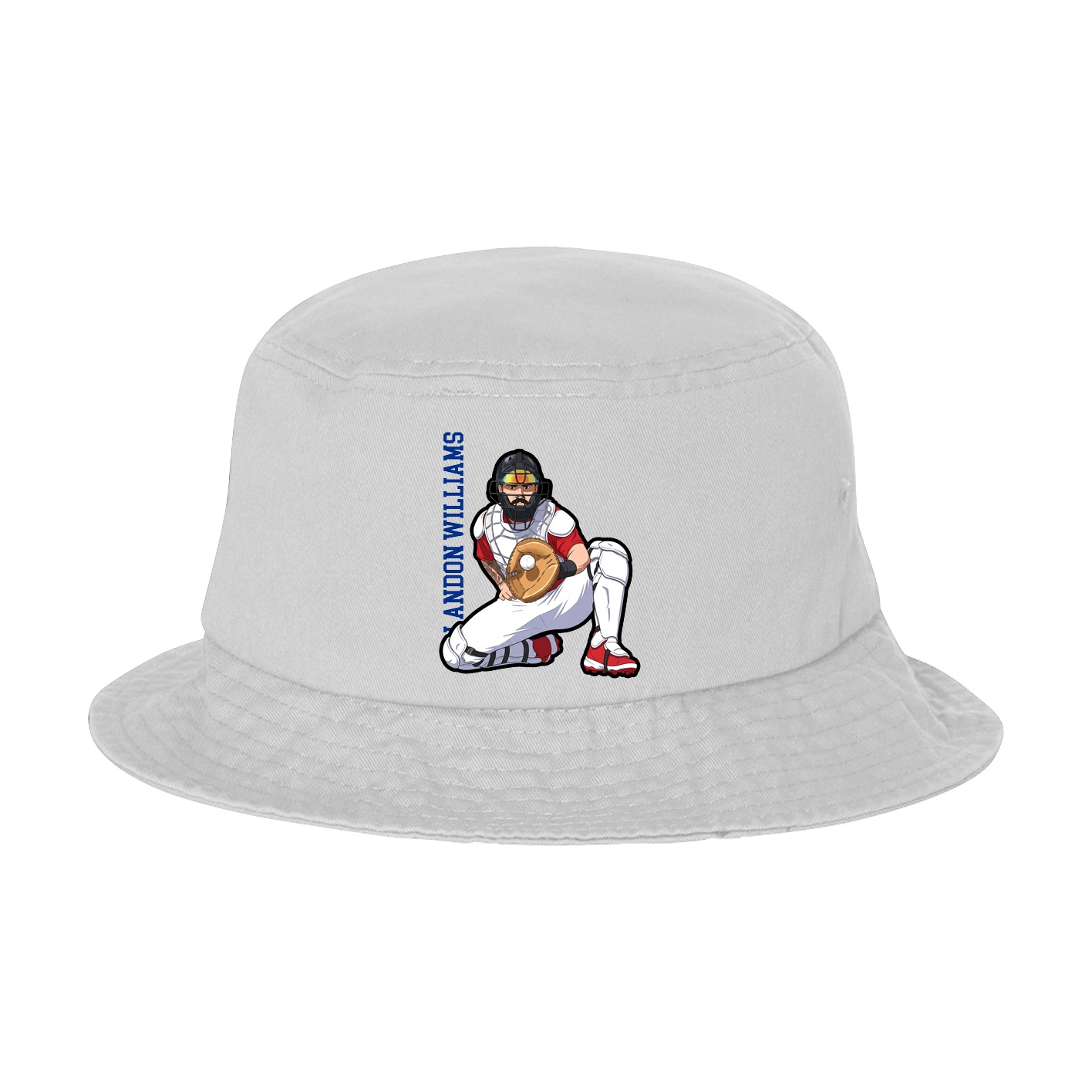 Bucket Cap — Name Vertical in White