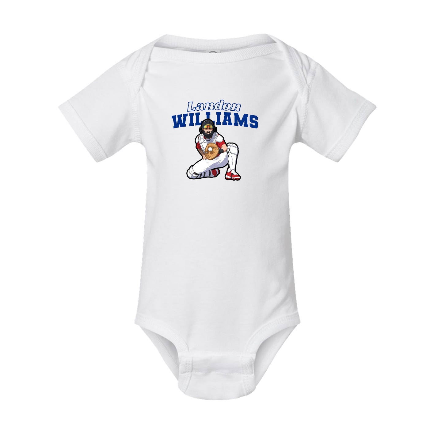 Baby Onesie — Name Arch in White