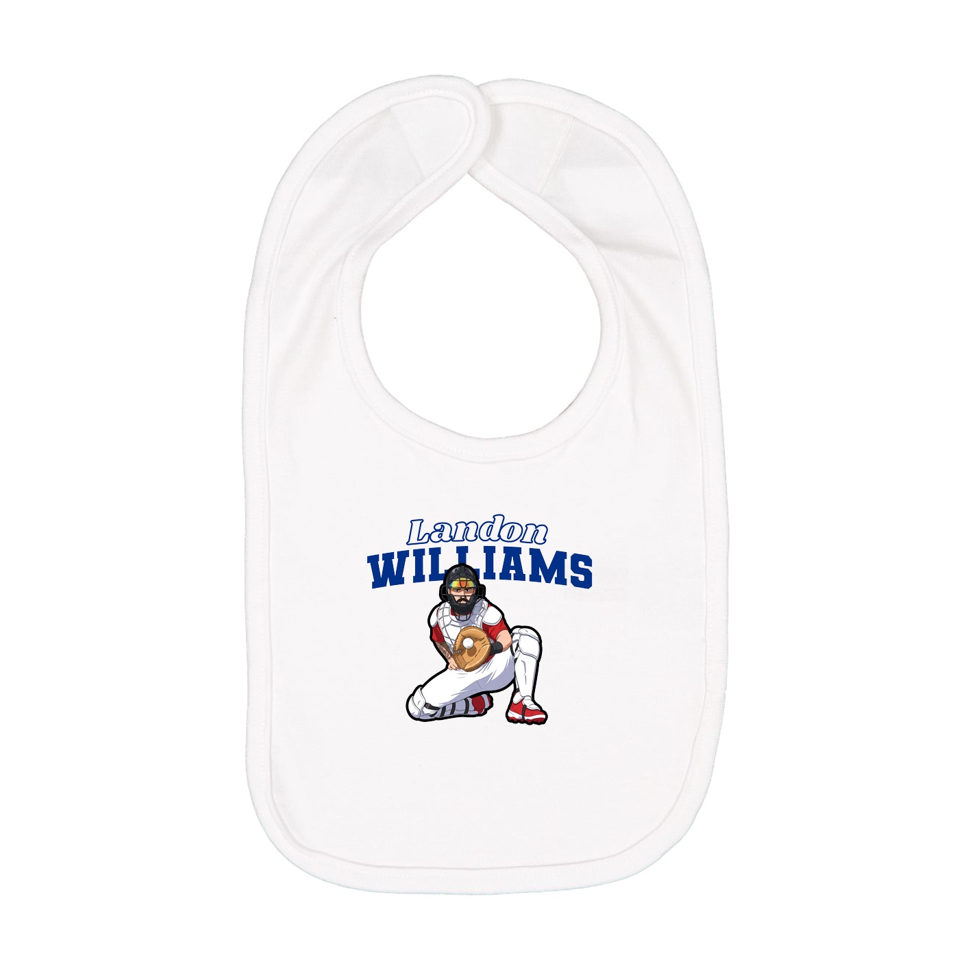 Infant Bib — Name Arch in White
