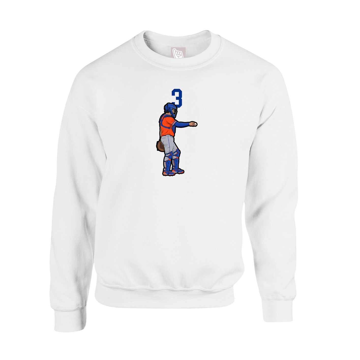 Fleece Crew — Number Top in White