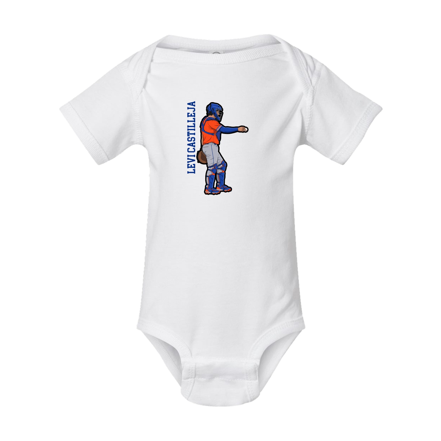 Baby Onesie — Name Vertical in White