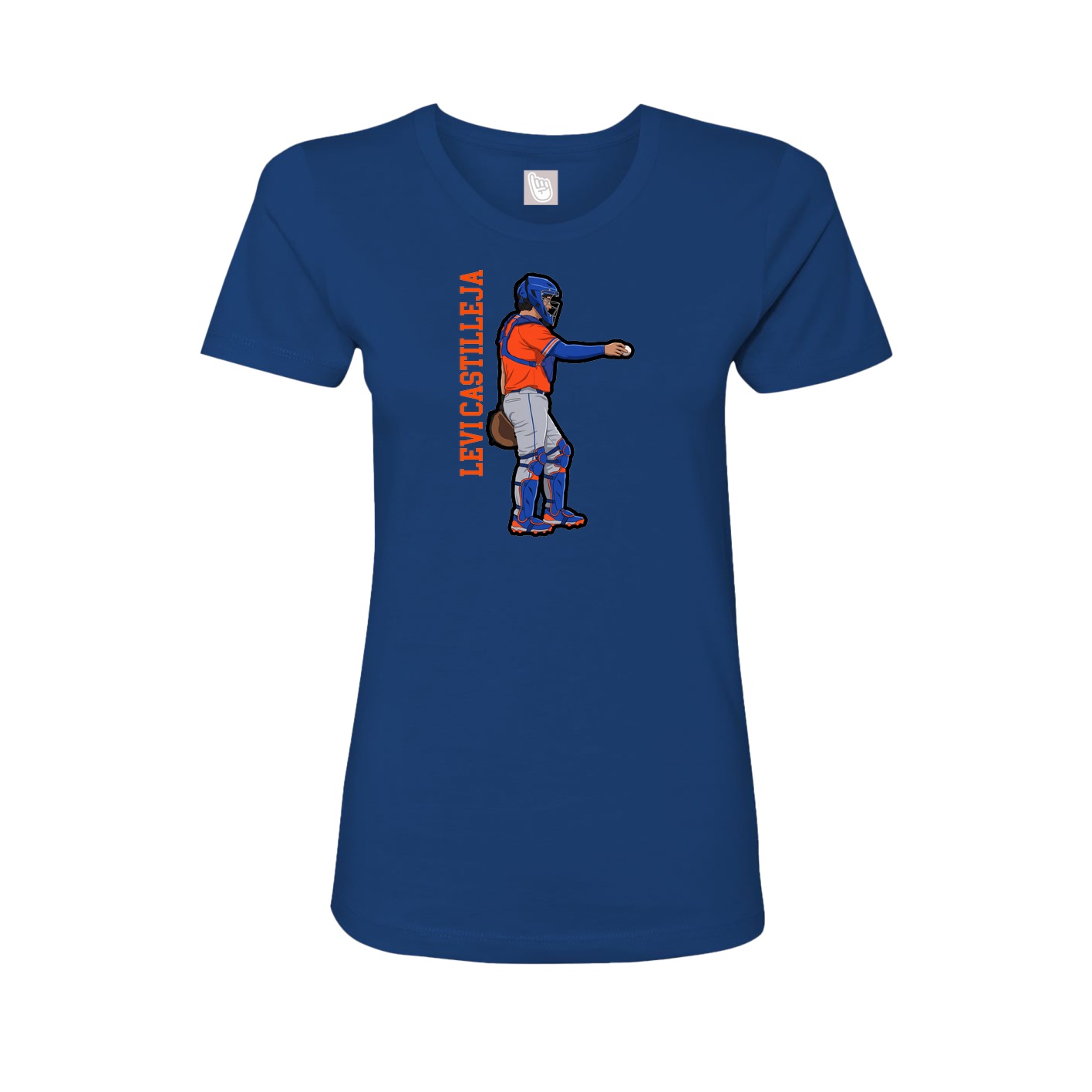 Fitted Women's Tee — Name Vertical in Royal