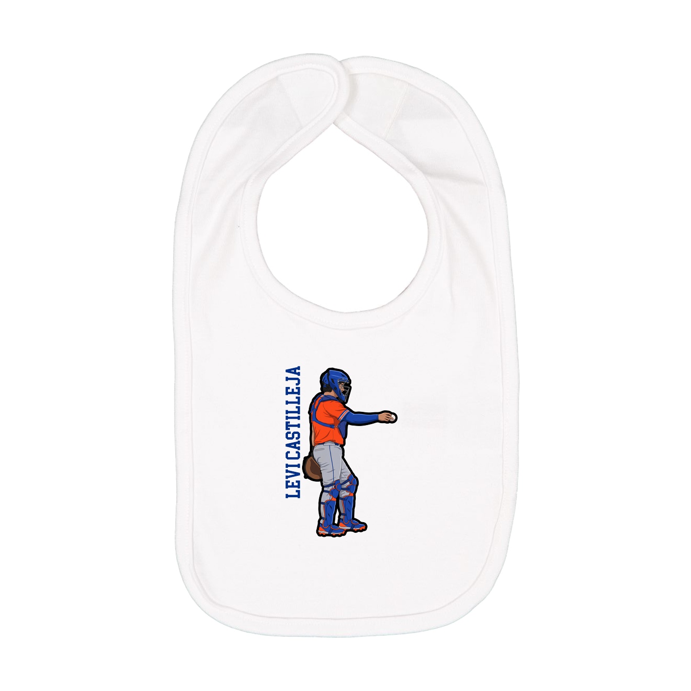 Infant Bib — Name Vertical in White