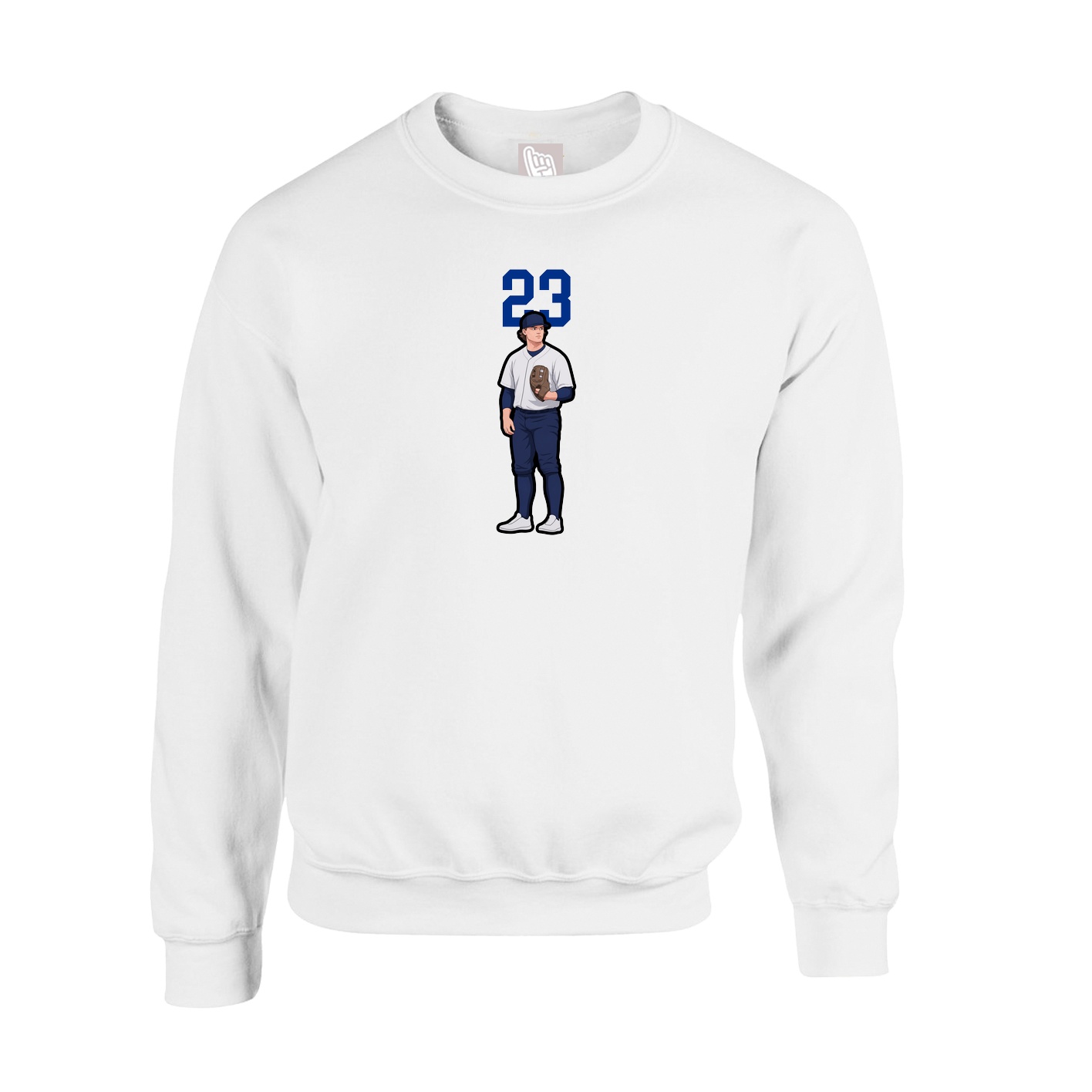 Fleece Crew — Number Top in White