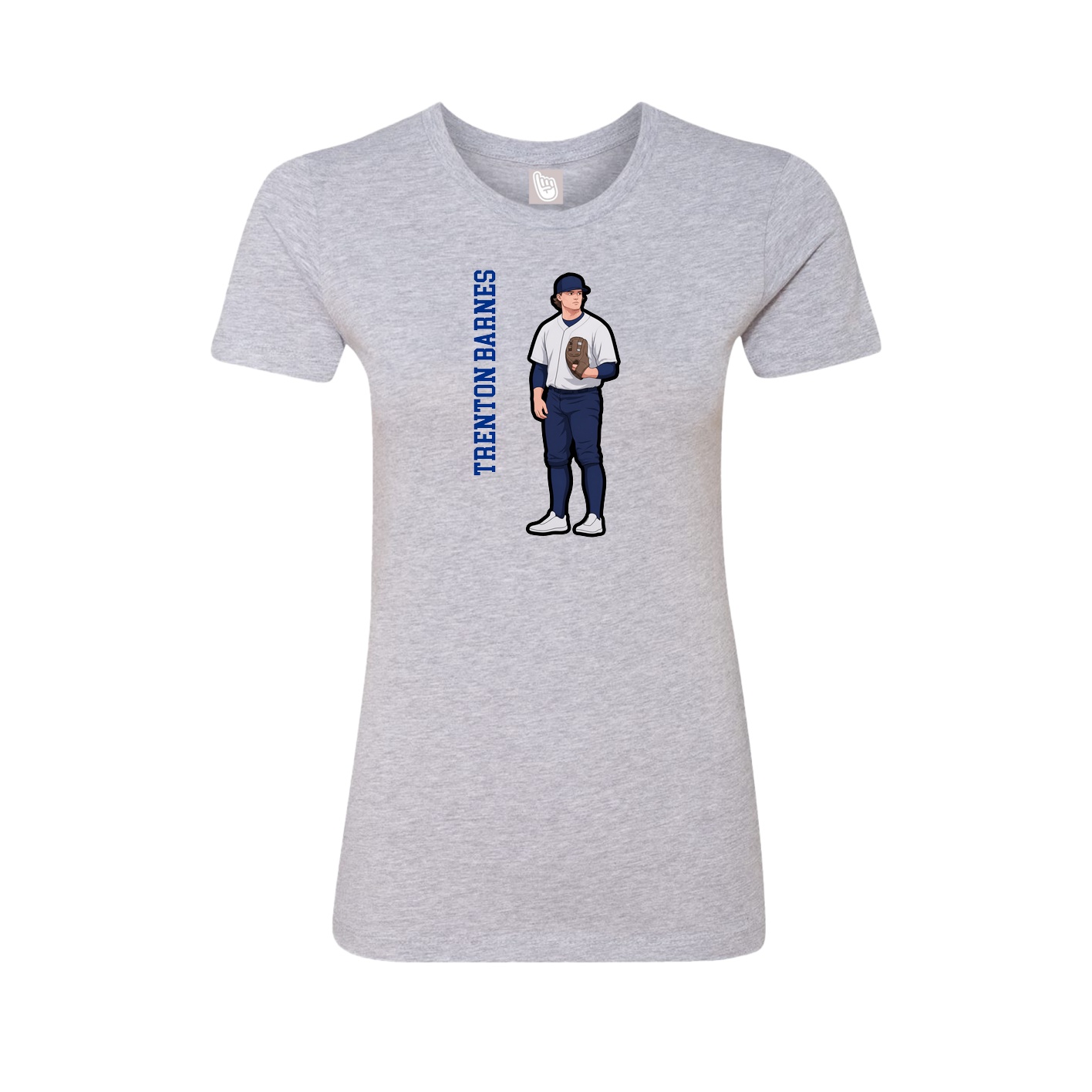 Fitted Women's Tee — Name Vertical in Grey
