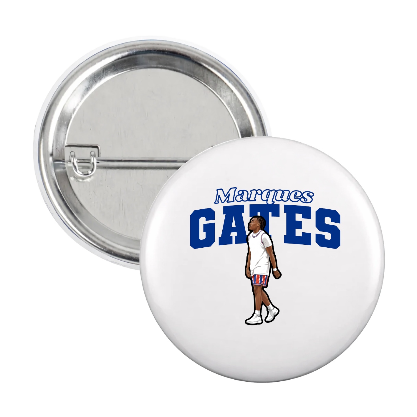 Game Day Button — Name Arch in White