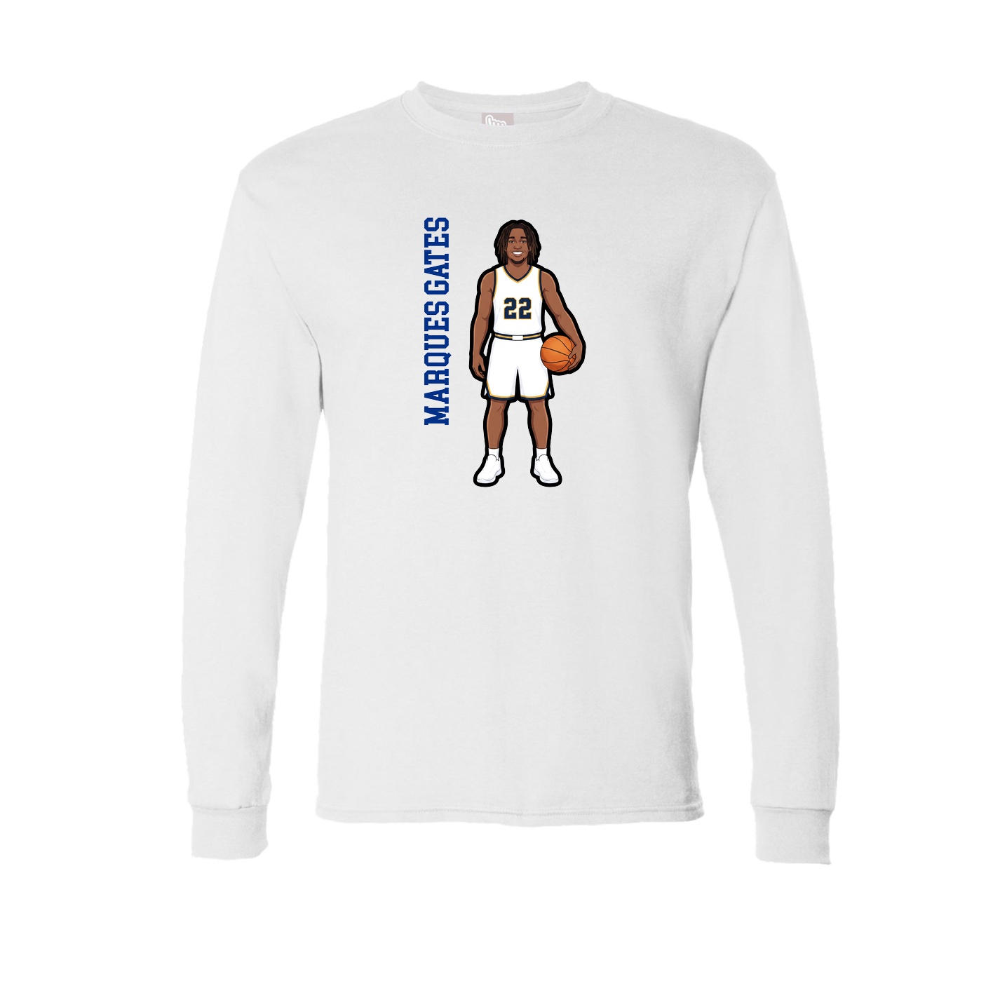 Long Sleeve Tee — Name Vertical in White