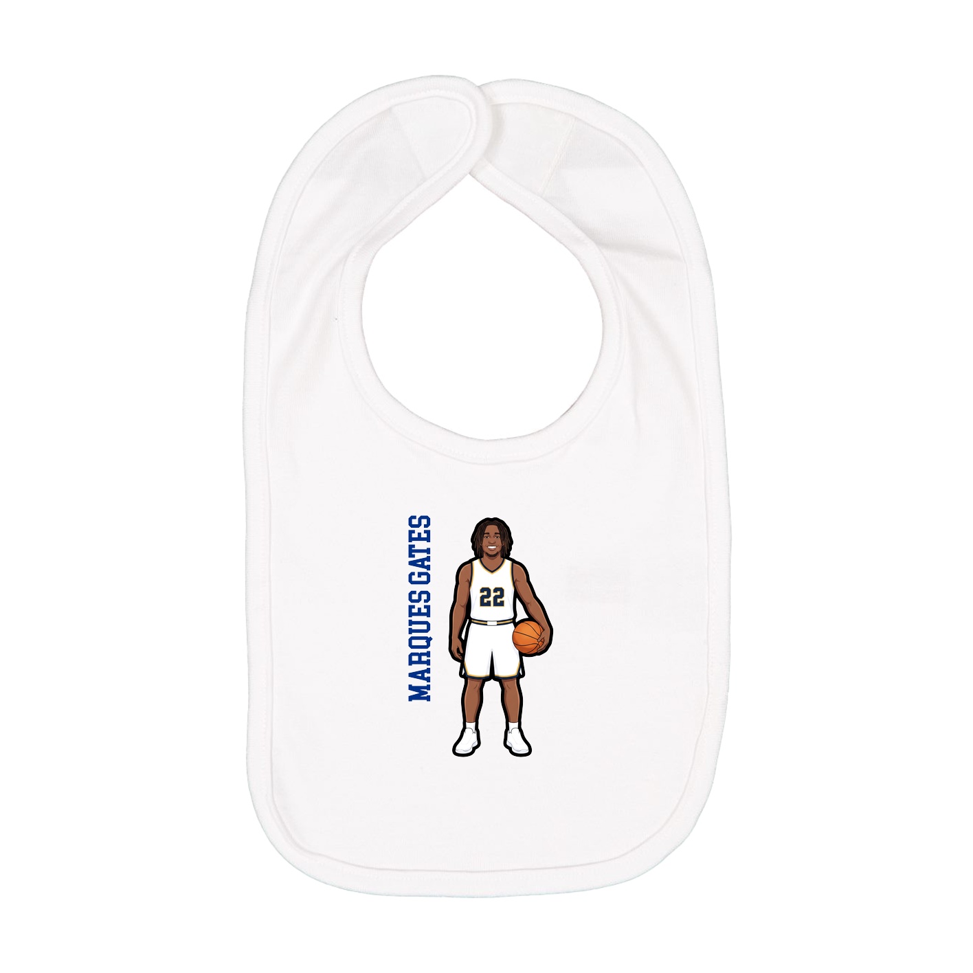 Infant Bib — Name Vertical in White